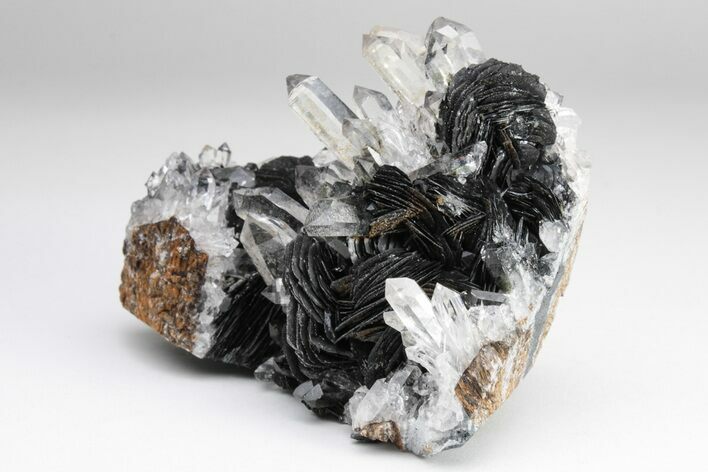 Quartz Crystals On Sparkling Bladed Hematite - Lechang Mine #226000